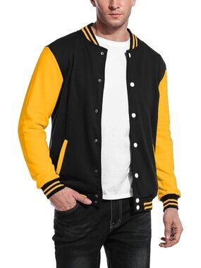 Stylish Men's Varsity Jacket | Casual Slim Fit Cotton Letterman Bomber Coat